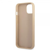 Guess iPhone 13 Mini Cover Saffiano Metal Triangle Beige