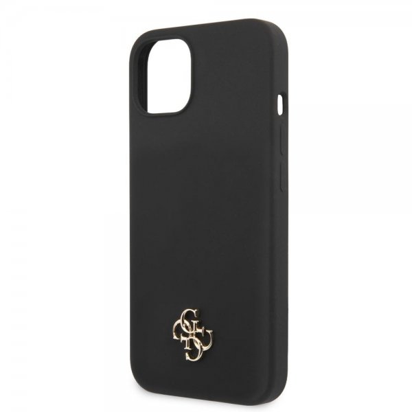 Guess iPhone 13 Mini Cover Silicone Metal Logo 4G Sort