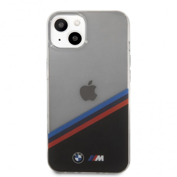 BMW iPhone 13 Mini Cover Tricolor Stripe Transparent Sort