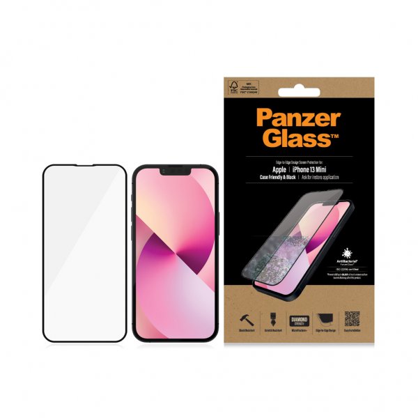 PanzerGlass iPhone 13 Mini Skærmbeskytter Kant-til-kant Cover Friendly
