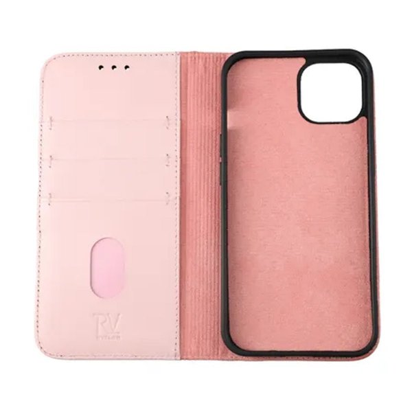 Rvelon iPhone 13 Etui Ægte læder Kortlomme Rosa