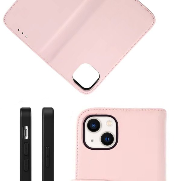 Rvelon iPhone 13 Etui Ægte læder Kortlomme Rosa