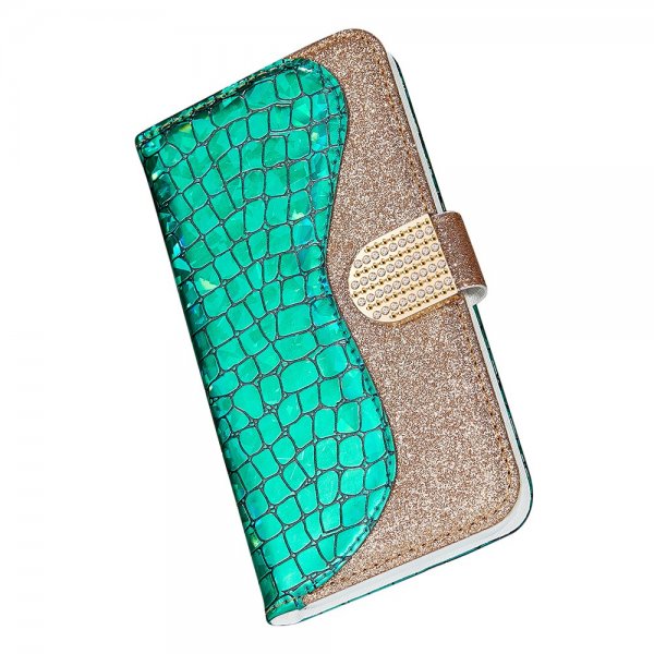 iPhone 13 Pro Cover Krokodillemønster Glimmer Grøn