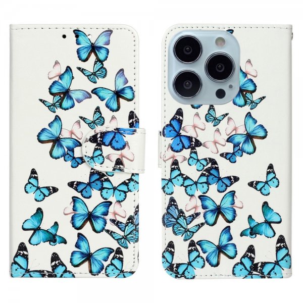 iPhone 13 Pro Cover Motiv Blå Sommerfugle