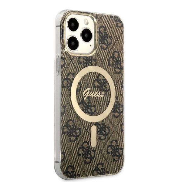 Guess iPhone 13 Pro Max Cover 4G Pattern MagSafe Brun