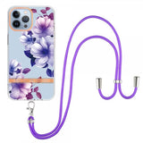 iPhone 13 Pro Max Cover Blomstermønster Rem Lilla Begonia