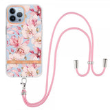 iPhone 13 Pro Max Cover Blomstermønster Rem Rosa Gardenia