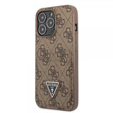Guess iPhone 13 Pro Max Cover Double Cardslot Metal Triangle Brun