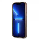 Guess iPhone 13 Pro Max Cover Double Cardslot Metal Triangle Brun