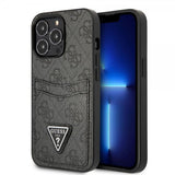 Guess iPhone 13 Pro Max Cover Double Cardslot Metal Triangle Sort