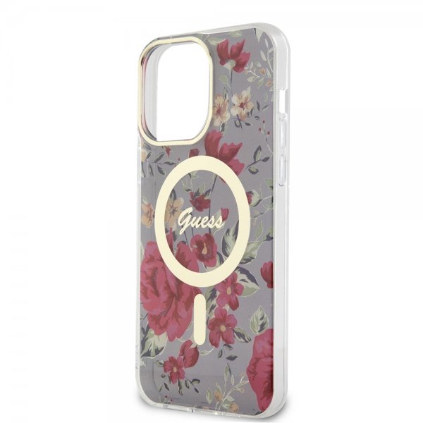 Guess iPhone 13 Pro Max Cover Flower MagSafe Kaki