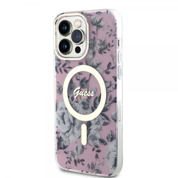 Guess iPhone 13 Pro Max Cover Flower MagSafe Rose