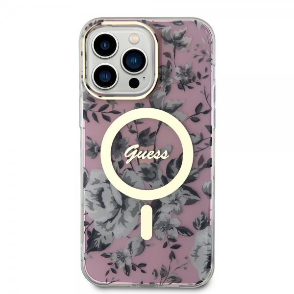Guess iPhone 13 Pro Max Cover Flower MagSafe Rose