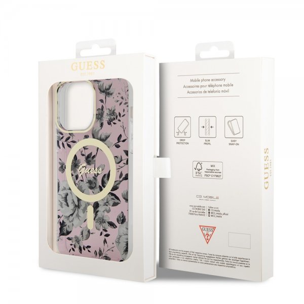 Guess iPhone 13 Pro Max Cover Flower MagSafe Rose