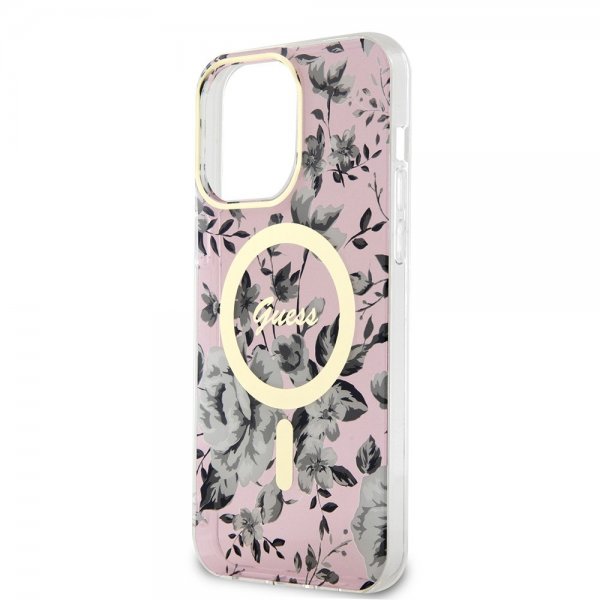 Guess iPhone 13 Pro Max Cover Flower MagSafe Rose