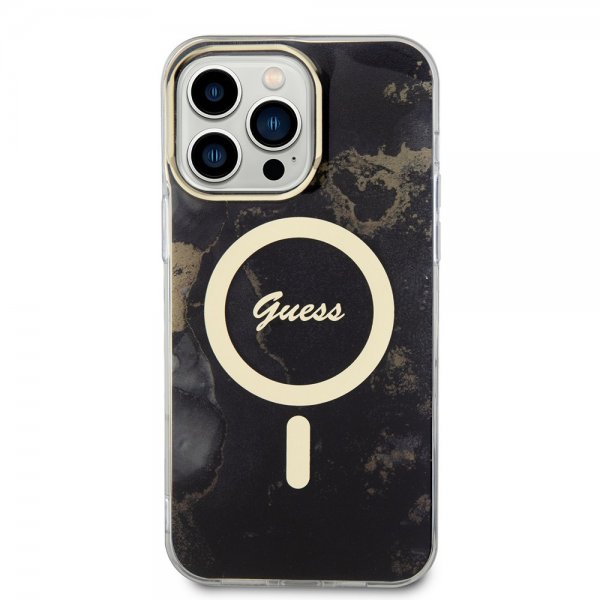 Guess iPhone 13 Pro Max Cover Golden Marble MagSafe Sort