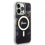 Guess iPhone 13 Pro Max Cover Golden Marble MagSafe Sort