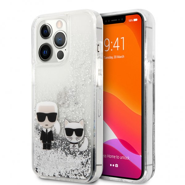 Karl Lagerfeld iPhone 13 Pro Max Cover Liquid Glitter K&C Sølv