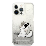 Karl Lagerfeld iPhone 13 Pro Max Cover Liquid Glitter Choupette Sølv
