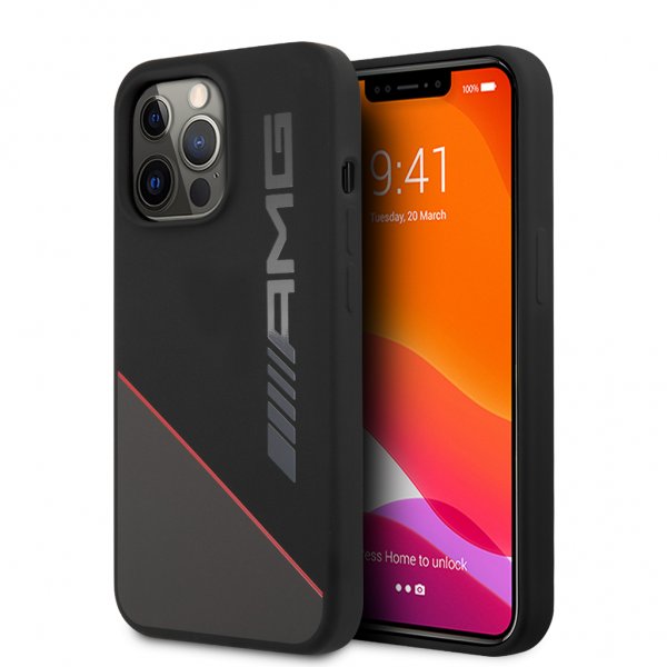 AMG iPhone 13 Pro Max Cover Liquid Silicone Two Tone Sort