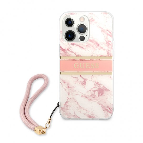 Guess iPhone 13 Pro Max Cover Marble Design Stripe Rosa