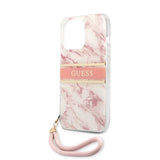 Guess iPhone 13 Pro Max Cover Marble Design Stripe Rosa