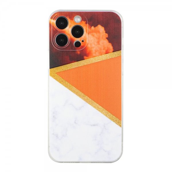 iPhone 13 Pro Max Cover Marmormønster Orange