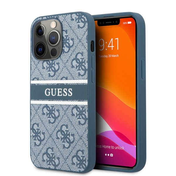 Guess iPhone 13 Pro Max Cover Printed Stripe Blå