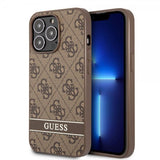 Guess iPhone 13 Pro Max Cover Printed Stripe Bottom Brun