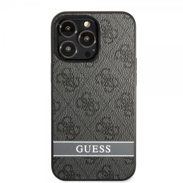 Guess iPhone 13 Pro Max Cover Printed Stripe Bottom Grå