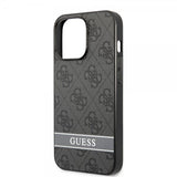 Guess iPhone 13 Pro Max Cover Printed Stripe Bottom Grå