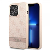 Guess iPhone 13 Pro Max Cover Printed Stripe Bottom Rosa