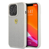 Ferrari iPhone 13 Pro Max Cover Ægte Carbon Metal Logo Sølv