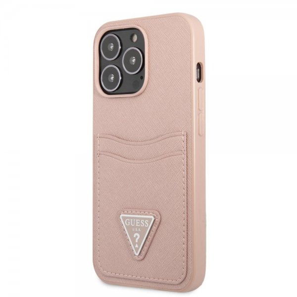 Guess iPhone 13 Pro Max Cover Saffiano Double Cardslot Rosa