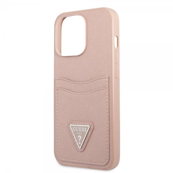 Guess iPhone 13 Pro Max Cover Saffiano Double Cardslot Rosa
