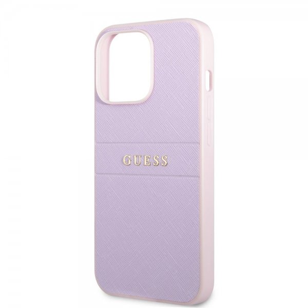 Guess iPhone 13 Pro Max Cover Saffiano Metal Logo Lilla