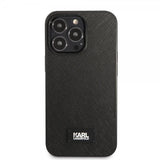 Karl Lagerfeld iPhone 13 Pro Max Cover Saffiano Metal Plaque Sort