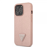 Guess iPhone 13 Pro Max Cover Saffiano Metal Triangle Rosa
