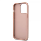 Guess iPhone 13 Pro Max Cover Saffiano Metal Triangle Rosa