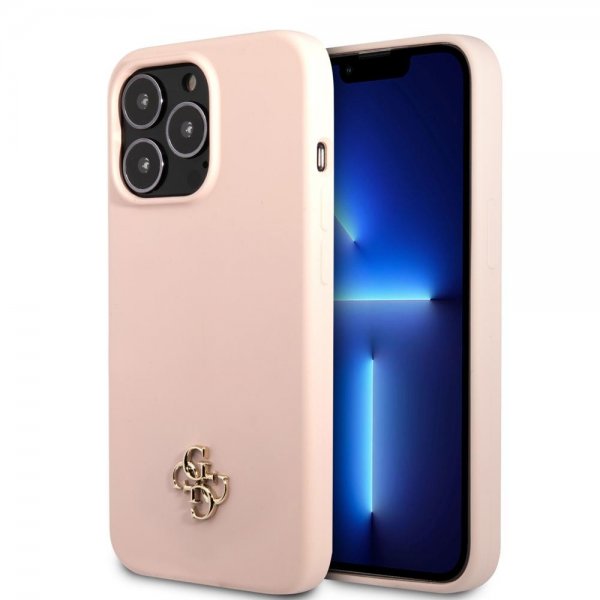 Guess iPhone 13 Pro Max Cover Silikone Metal Logo 4G Light Pink
