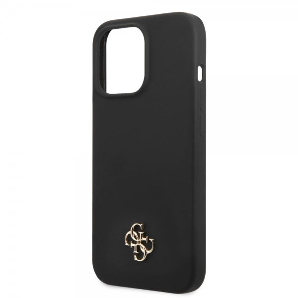 Guess iPhone 13 Pro Max Cover Silikone Metal Logo 4G Sort