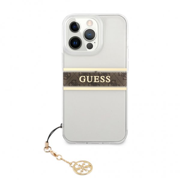 Guess iPhone 13 Pro Max Cover Stripe Charm Brun