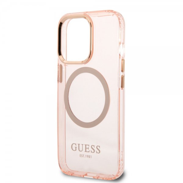 Guess iPhone 13 Pro Max Cover Gennemsigtig MagSafe Rosa