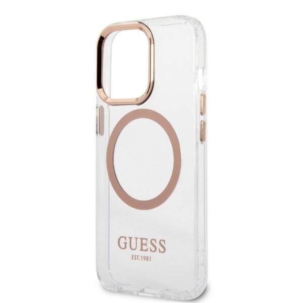 Guess iPhone 13 Pro Max Cover Gennemsigtigt MagSafe Guld Gennemsigtigt