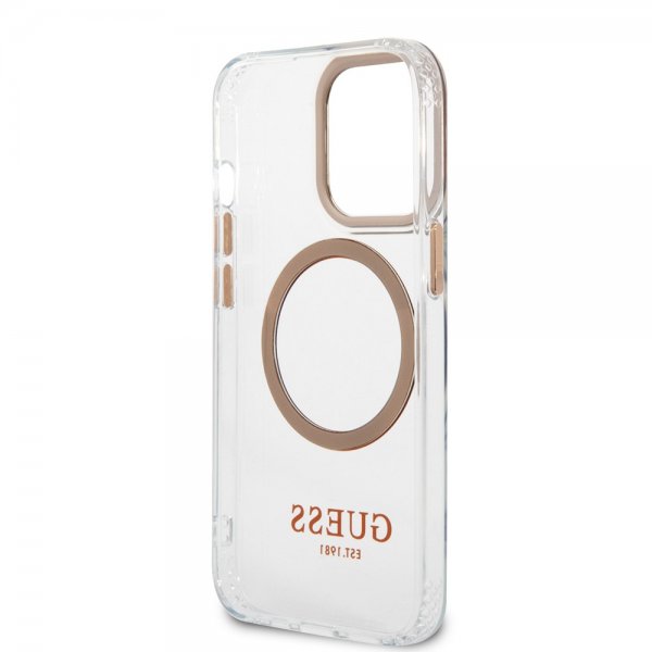 Guess iPhone 13 Pro Max Cover Gennemsigtigt MagSafe Guld Gennemsigtigt