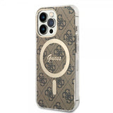 Guess iPhone 13 Pro Cover 4G Mønster MagSafe Brun