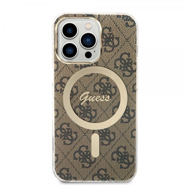 Guess iPhone 13 Pro Cover 4G Mønster MagSafe Brun