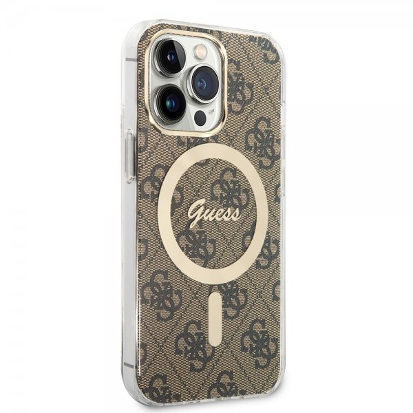 Guess iPhone 13 Pro Cover 4G Mønster MagSafe Brun