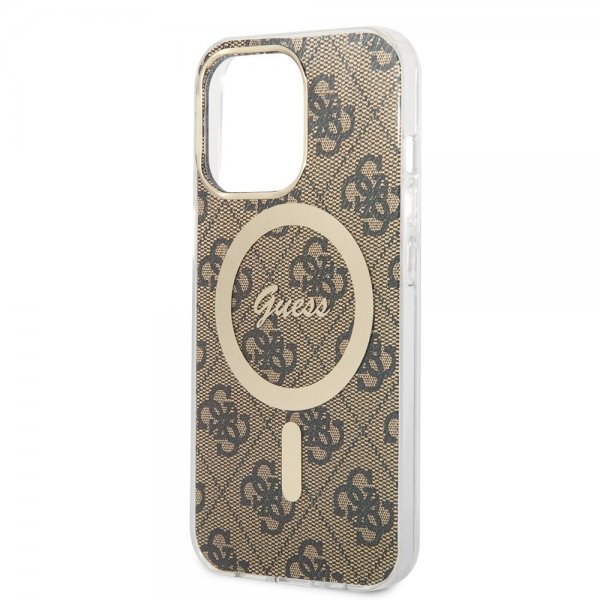 Guess iPhone 13 Pro Cover 4G Mønster MagSafe Brun