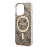Guess iPhone 13 Pro Cover 4G Mønster MagSafe Brun